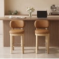 thumbnail image 1 of Guyou 26" Bar Stools Set of 2, Modern PU Upholstered Counter Height Bar Stools, Farmhouse Armless Bar Chairs with Solid Wood Legs & Padded Back for Kitchen Island/Dining Room Bar, Brown, 1 of 9