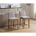 thumbnail image 1 of Guyou 26" Counter Height Bar Stools Set of 2, Modern Linen Upholstered Barstools, Rustic Farmhouse Wooden Kitchen Island Chairs with Backrest and Footrest for Dining Room Home Bar Patio Club, Grey, 1 of 8