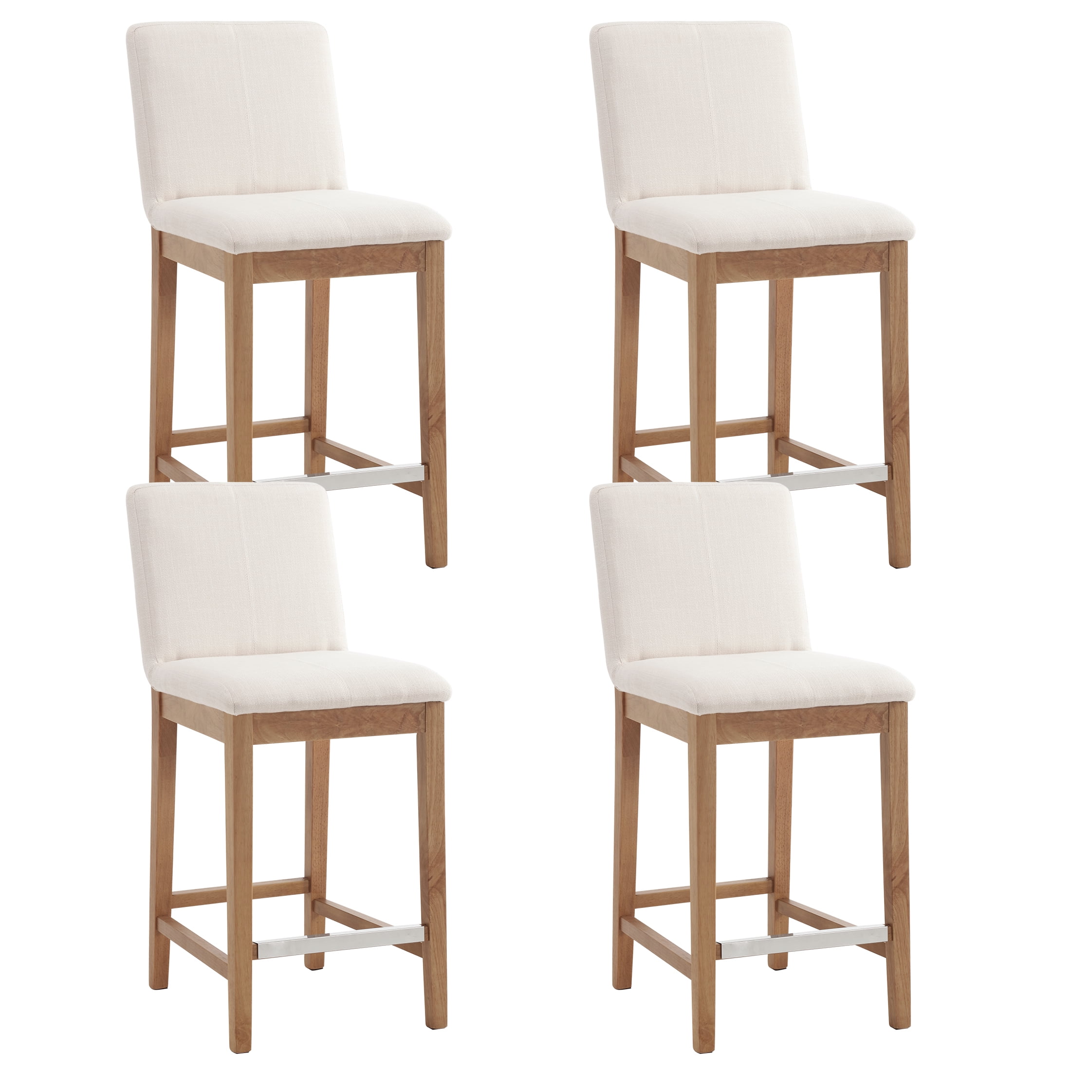 Set Of 4 Counter Height Bar Stools - Mid Century Modern Swivel Chenille Chairs