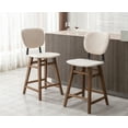 thumbnail image 1 of Guyou 26" Modern Bar Stool Set of 2, Farmhouse Upholstered Linen Counter Height Stool with Back and Wooden Legs for Kitchen Island Dining Room Living Room, Cream, 1 of 14