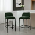 thumbnail image 1 of Guyou 26" Modern Counter Height Bar Stools Set of 2, Chenille Upholstered Boucle Bar Stools, Armless Kitchen Island Chairs for Dining Room Bar Bistro, Green, 1 of 8