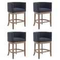thumbnail image 1 of Guyou 26" Modern Counter Height Bar Stools Set of 4, Barrel Wooden Kitchen Island Chairs, Farmhouse Linen Upholstered Barstools for Restaurant Kitchen Bistro, Charcoal, 1 of 8