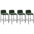 thumbnail image 1 of Guyou 26" Modern Counter Height Bar Stools Set of 4, Chenille Upholstered Boucle Bar Stools, Armless Kitchen Island Chairs for Dining Room Bar Bistro, Green, 1 of 8