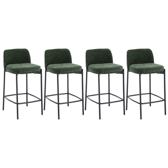 Guyou 26" Modern Counter Height Bar Stools Set of 4, Chenille Upholstered Boucle Bar Stools, Armless Kitchen Island Chairs for Dining Room Bar Bistro, Green
