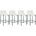 thumbnail image 1 of Guyou 26" Modern Counter Height Bar Stools Set of 4, Sherpa Upholstered Boucle Bar Stools, Armless Kitchen Island Chairs for Dining Room Bar Bistro, White, 1 of 9