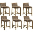 thumbnail image 1 of Guyou 26" Rattan Bar Stools Set of 6, Farmhouse Woven Wooden Counter Height Stools with Footrest, Leather Upholstered Bar Chairs for Kitchen Island, Pub & Bar, Brown, 1 of 7