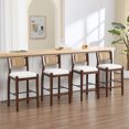 thumbnail image 1 of Guyou 26" Rattan Barstools Set of 4, Boho Solid Wood Counter Height Bar Stools, Chenille Upholstered Kitchen Island Chairs for Dining Room Bar, White, 1 of 1