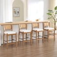 thumbnail image 1 of Guyou 26" Rattan Barstools Set of 4, Boho Solid Wood Counter Height Bar Stools, Linen Upholstered Kitchen Island Chairs for Dining Room Bar, Beige, 1 of 1