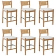 thumbnail image 1 of Guyou 26" Rattan Barstools Set of 6, Boho Solid Wood Counter Height Bar Stools, Linen Upholstered Kitchen Island Chairs for Dining Room Bar, Beige, 1 of 7