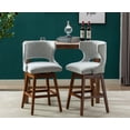 thumbnail image 1 of Guyou 26" Swivel Bar Stool Set of 2, Farmhouse Linen Upholstered Counter Height Bar Stools with Wooden Legs and Open Back for Kitchen Island Restaurant Home Bar Bistro, Grey, 1 of 11