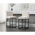 thumbnail image 1 of Guyou 27" Height Linen Upholstered Bar Stool Set of 2, Modern Metal Counter Height Stool with Mid Backrest and Footrest for Kitchen Island Bar Restaurant, Cream, 1 of 12
