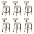 thumbnail image 1 of Guyou 30" Bar Stool Set of 6, Modern Linen Upholstered Counter Height Barstools with Hardwood Frame, Wooden Farmhouse Kitchen Island Chairs for Bar Restaurant, Beige, 1 of 10