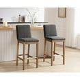 thumbnail image 1 of Guyou 30" Bar Stools Set of 2, Modern Linen Upholstered Kitchen Island Chairs, Rustic Farmhouse Wooden Barstools with Backrest and Footrest for Dining Room Home Bar Patio Club, Charcoal, 1 of 9