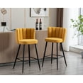 thumbnail image 1 of Guyou 30" Counter Height Bar Stool Set of 2, Modern Linen Upholstered Bar Stool with Channel Tufted Backrest and Metal Legs for Kitchen Island Bar Restaurant, Yellow, 1 of 13