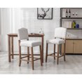 thumbnail image 1 of Guyou 30" Farmhouse Wooden Bar Stool Set of 2, Mid Century Linen Upholstered Counter Height Kitchen Island Chair with Nailhead Trim and Back for Restaurant Bar Bistro, Beige, 1 of 12