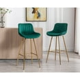 thumbnail image 1 of Guyou 32" Swivel Bar Stools Set of 2, Modern Velvet Upholstered Counter Height Bar Chair with Back and Footrest for Kitchen Island Bar, Green, 1 of 14