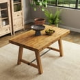 thumbnail image 1 of Guyou 59" Dining Table for 4-6 People, Farmhouse Rectangular Kitchen Table, Solid Wood Rustic Dinner Table for Dining Room Kitchen, Walnut, 1 of 6