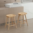 thumbnail image 1 of Guyou Backless Counter Stools Set of 2, 24 Inch Rustic Farmhouse Wooden Saddle Stools, Bar Stools for Kitchen Island Bar Bistro, Natural, 1 of 7