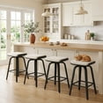 thumbnail image 1 of Guyou 26" Swivel Counter Height Bar Stools Set of 4, Modern Backless Counter Height Bar Stools with Faux Sherpa Upholstered, Bentwood Saddle Seat Island Chairs for Kitchen Pub, White, 1 of 12