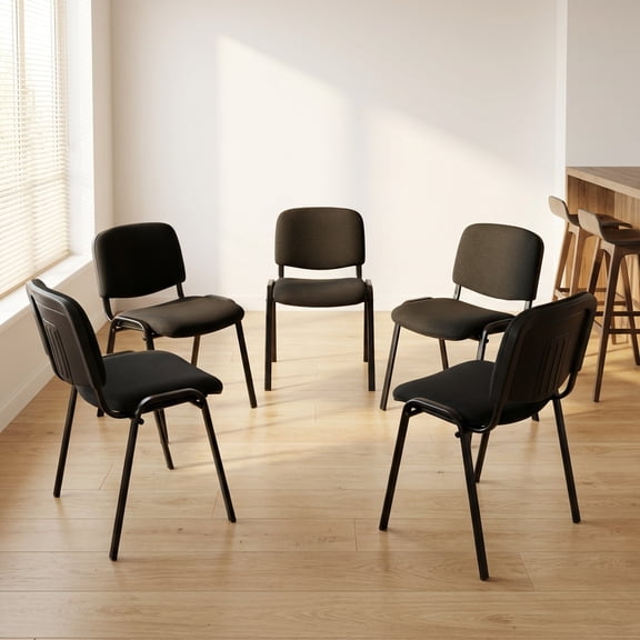 Guyou Black Stackable Conference Room Chairs Set of 5, Armless Mesh Reception Chair, Ergonomic Office Chair with Back, Visitor Chairs for Conference Room Training Room Waiting Room School