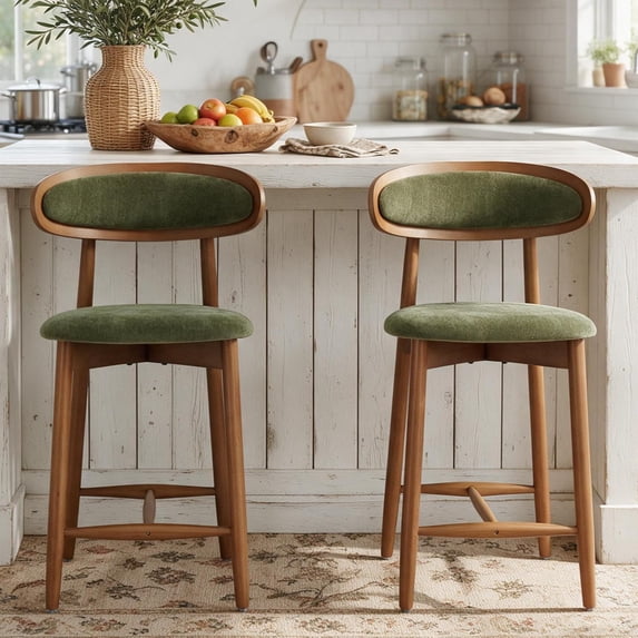 Bar Counter Tools Guyou Counter Height Bar Stools Set of 2, Mid-Century Modern Wooden ...