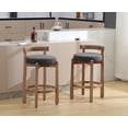 thumbnail image 1 of Guyou Counter Height Stools Set of 2, Mid Century Modern Armless Island Bar Stools with Curved Back and Wooden Frame, Round Kitchen Stools with Footrest for Restaurant Bar Bistro Kitchen Island, Black, 1 of 9