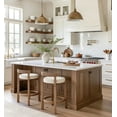 thumbnail image 1 of Guyou Counter Height Stools Set of 2, Mid Century Modern Armless Island Bar Stools with Curved Back and Wooden Frame, Round Kitchen Stools with Footrest for Restaurant Bar Kitchen Island, Beige, 1 of 14