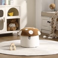 thumbnail image 1 of Guyou Cute Kids Storage Stool, Mushroom Shaped Upholstered Kids Reading Chair with Storage, Faux Fur Toddler Chair, Children's Shoe Changing Stool for Playroom Kindergarten Bedroom, Brown, 1 of 9