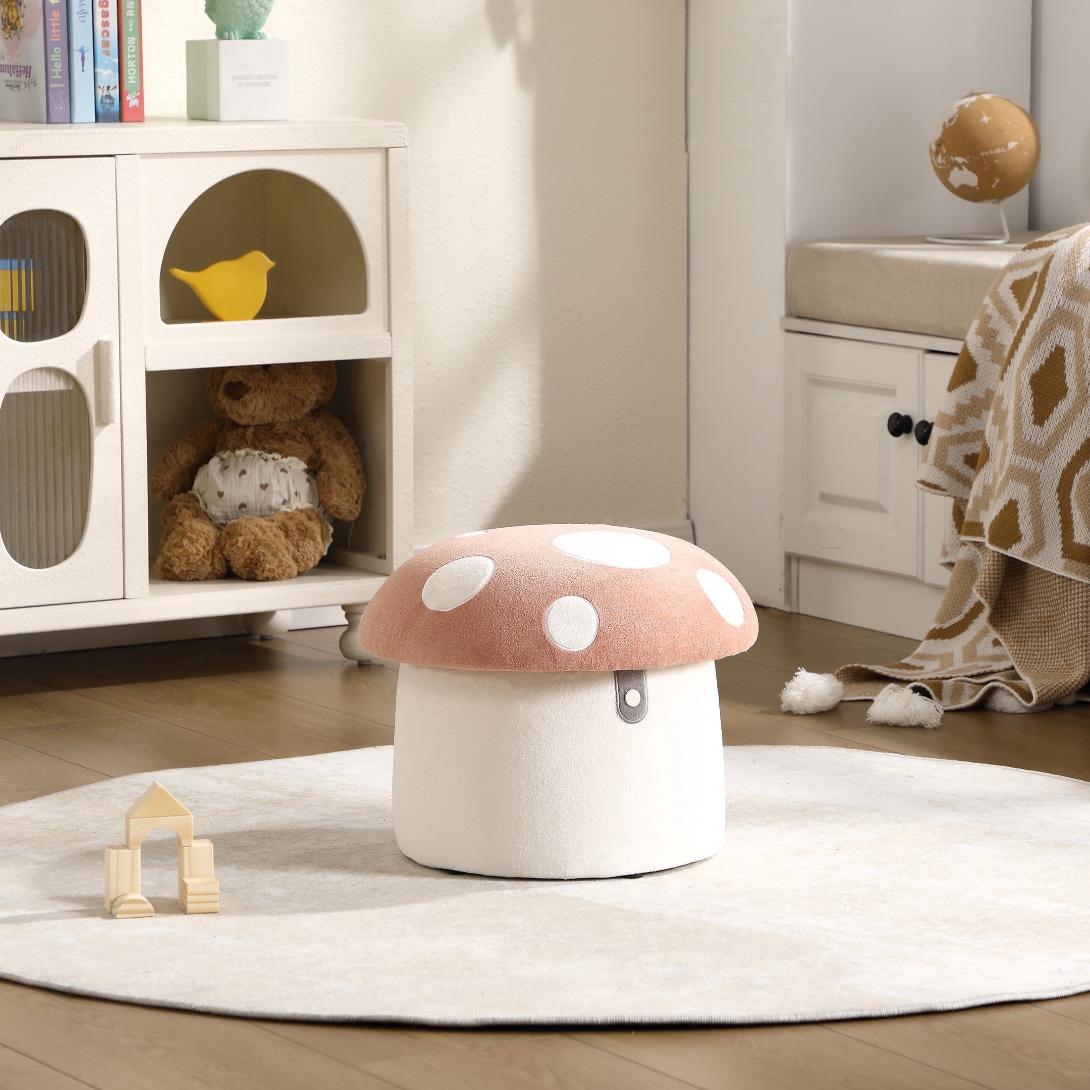 Guyou Cute Kids Storage Stool, Mushroom Shaped Upholstered Kids Reading ...