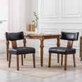 thumbnail image 1 of Guyou Dining Chairs Set of 2, Mid-Century Modern PU Upholstered Kitchen Chairs with Curved Backrest, Wooden Side Chairs for Dining Kitchen Living Room Bedroom, Black, 1 of 12
