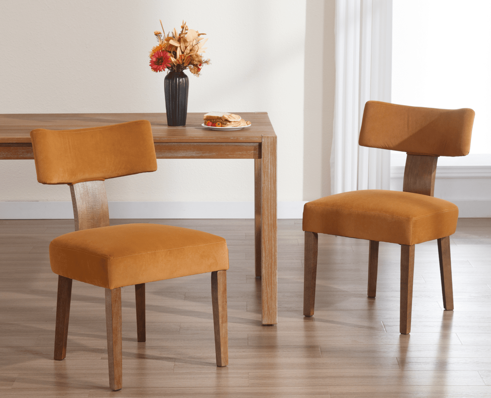 Guyou Dining Chairs Set of 2, Mid-Century Modern Velvet Upholstered ...