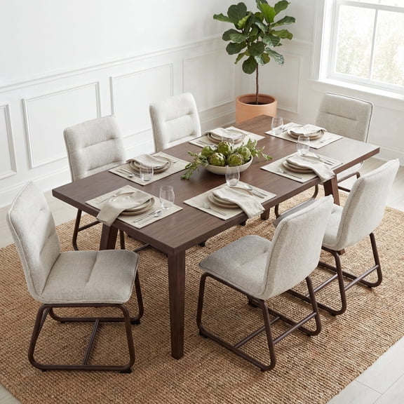 Guyou Dining Chairs Set of 2, Modern Faux Fur Upholstered Kitchen Chair with Metal Legs, Armless Side Chairs for Kitchen Dining Room Living Room, White