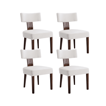 Guyou Dining Chairs Set of 4, Mid-Century Modern Velvet Upholstered Kitchen Chairs with Curved Backrest, Wooden Side Chairs for Dining Kitchen Living Room Bedroom, Cream