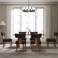 thumbnail image 1 of Guyou Dining Chairs Set of 6, Mid-Century Modern Linen Upholstered Kitchen Chairs with Curved Backrest, Wooden Side Chairs for Dining Kitchen Living Room Bedroom, Charcoal, 1 of 12
