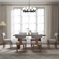 thumbnail image 1 of Guyou Dining Chairs Set of 6, Mid-Century Modern Linen Upholstered Kitchen Chairs with Curved Backrest, Wooden Side Chairs for Dining Kitchen Living Room Bedroom, Grey, 1 of 15