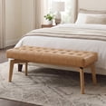 thumbnail image 1 of Guyou Entryway Bench Tufted Upholstered Bench 45.5 End of Bed Bench for Bedroom Wood Storage Bench Modern Floating Design Window Bench Ottoman Long Bench Seat for Living Room Indoor Hallway, 1 of 10