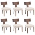 thumbnail image 1 of Guyou Farmhouse Dining Chair Set of 6, Linen Upholstered Kitchen Chairs with Solid Wood Backrest, Wooden Armless Side Chairs for Dining Room Kitchen, Beige Fabric, 1 of 7