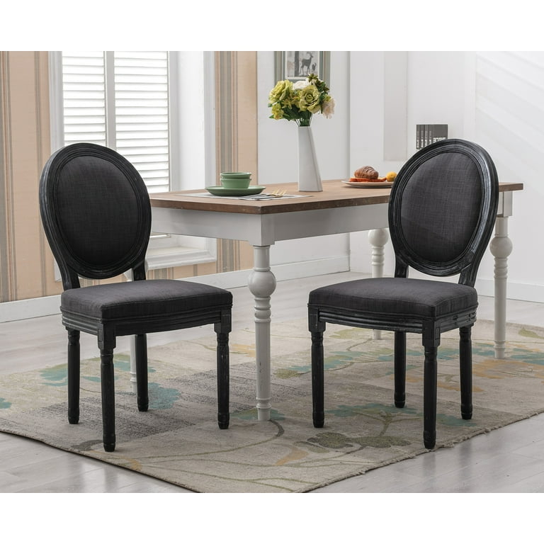 Guyou Farmhouse Dining Chairs Set of 2, French Retro Upholstered