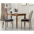 thumbnail image 1 of Guyou Farmhouse Dining Chairs Set of 2, French Wooden Country Upholstered Faux Leather Oval Side Chair with Round Rattan Back for Restaurant Living Room Kitchen Dining Room, Black, 1 of 13