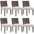 thumbnail image 1 of Guyou Farmhouse Dining Chairs Set of 6, Linen Upholstered Kitchen Chairs with Woven Rope Backrest, Mid Century Modern Solid Wood Side Chairs for Kitchen Dining Room, Beige, 1 of 10