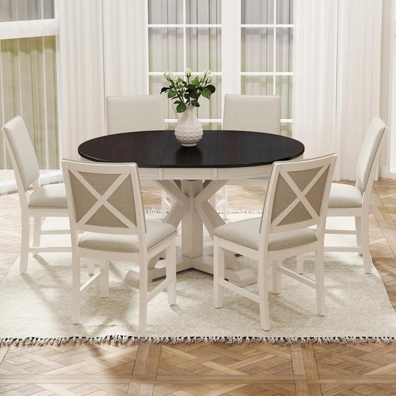 Guyou Farmhouse Dining Chairs  Set of 6 with Cross Back Armless Wooden Side Chairs for Living Room, Kitchen&Reception, Grey