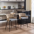 thumbnail image 1 of Guyou Farmhouse Woven Bar stools Set of 2, 28 Inch Linen Upholstered Rattan Counter Height Bar Chairs, Modern Cane Kitchen Island Chairs with Curved Back for Dining Room Patio Garden, Gray, 1 of 9