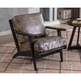 thumbnail image 1 of Guyou Faux Leather Accent Chair, Modern Upholstered Wooden Reading Chair Armchair Leisure Chair Single Sofa Chair for Living Room Bedroom Reading Room, Dark Brown, 1 of 10