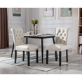 thumbnail image 1 of Guyou Faux Leather Dining Chairs Set of 2, Mid Century Modern Solid Wood Parsons Chairs, Button Tufted Upholstered Armless Side Chairs with High Back for Dining Room Kitchen Restaurant, Cream, 1 of 11