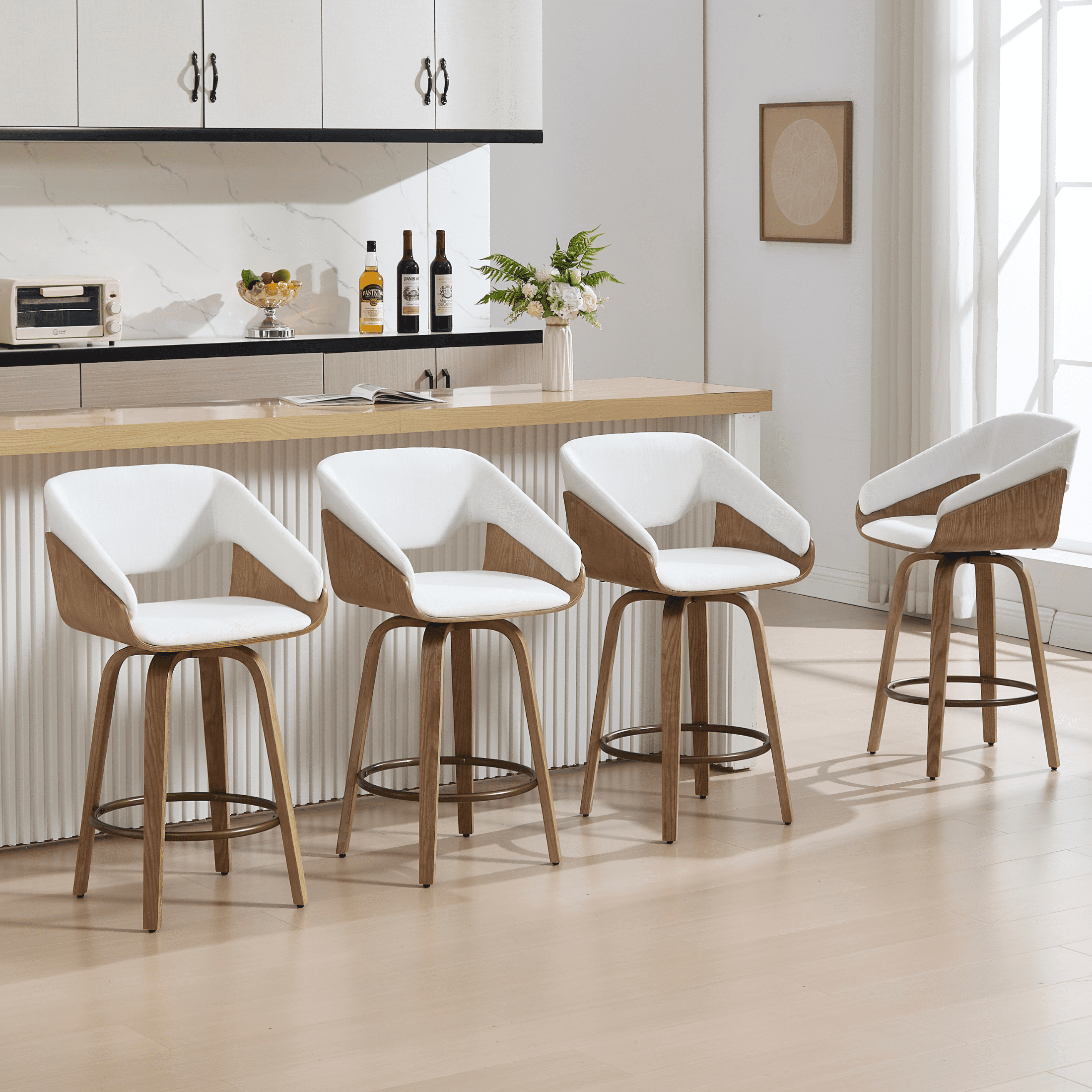 Guyou 26 Inch Swivel Bar Stools Set of 4 Counter Height Round Pedestal