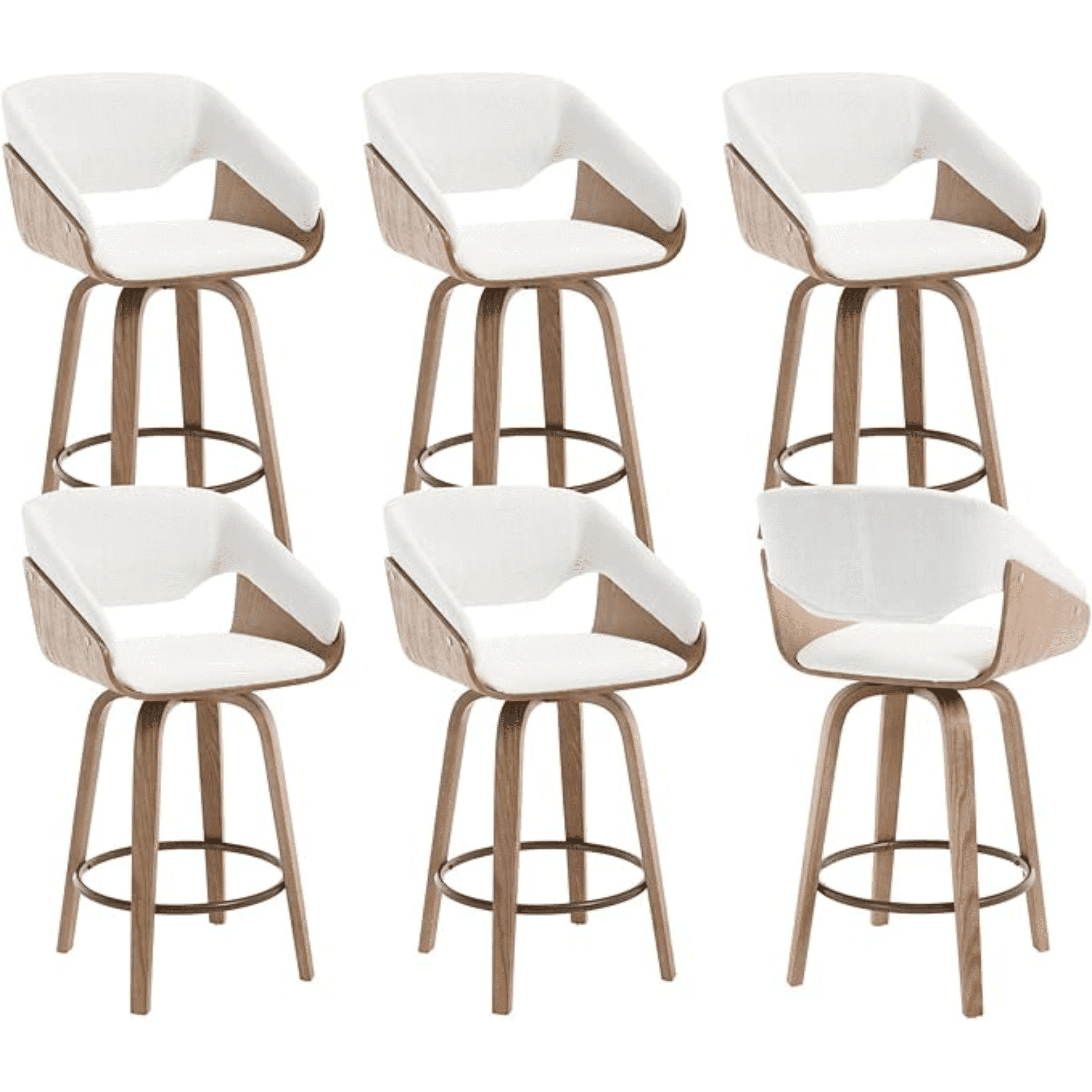Guyou 26 Inch Swivel Bar Stools Set of 6 Counter Height Round Pedestal