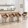 thumbnail image 1 of Guyou 26 Inch Swivel Bar Stools Set of 4 Counter Height Round Pedestal Stools Low Back Design Soft Brown PU Upholstery for Kitchen Island Breakfast Bar Dining Room, 1 of 7