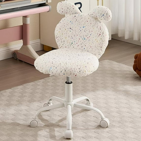 Guyou Kids Desk Chairs for 8-12, Ergonomic Swivel Study Chair, Kids Computer Chairs with Adjustable Height and 360-degree Swivel for Bedroom, Living Room, Study, Kids Room, White