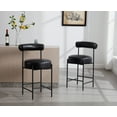 thumbnail image 1 of Guyou Leather Counter Height Bar Stools Set of 2, Modern Upholstered Barstools with Curved Open Back and Metal Legs, 26” Kitchen Island Chairs for Restaurant Kitchen Pub Bistro, Black, 1 of 9