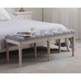thumbnail image 1 of Guyou Linen Entryway Bench, 16.5"H Bedroom End of Bed Bench with Upholstery Button Tufting, Three-person Piano Bench with Rubber Wood Legs for Living Room Dining Room Hallway, Grey, 1 of 13